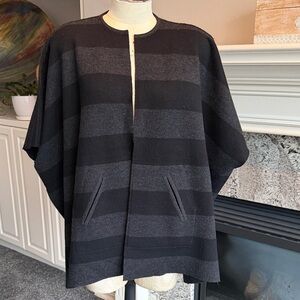 Eileen Fisher Striped Reversible Sweater Poncho Cape